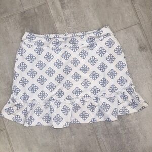 NWT‎ Girls Turtles & Tees Golf Skort White Blue Floral Ruffle Hem Size Large